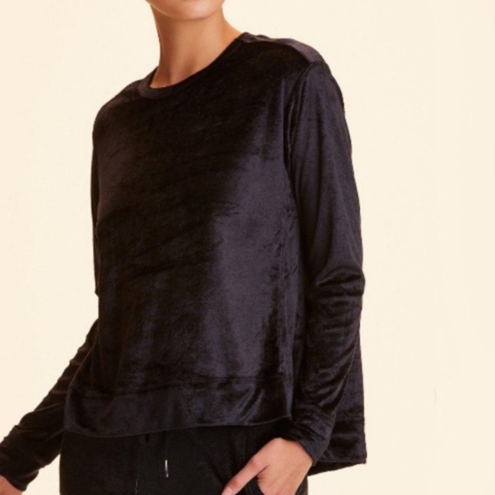 Alala Velvet Crane Sweatshirt Women’s Medium Black Soft Split Hem Pullover